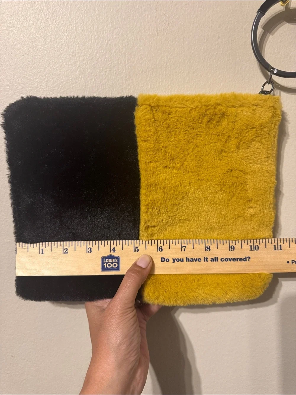 Sam Edelman Mavis Clutch Faux Fur Yellow and Black Color Block